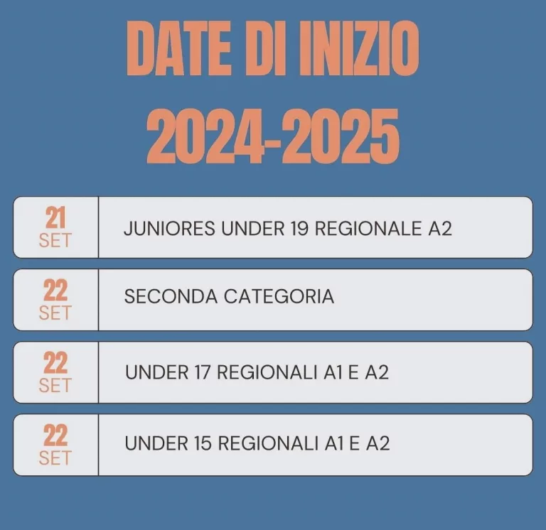 date di inizio dei campionati giovanili